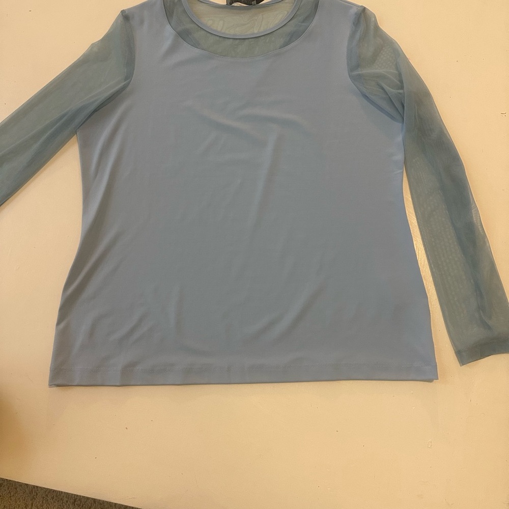 Anatomie Blue Fitted Blouse with Long Sleeves